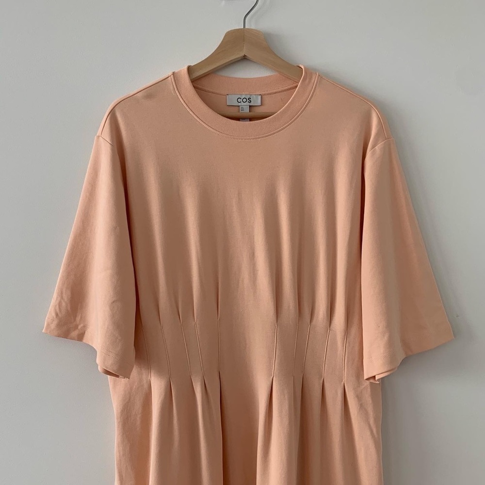 COS peach gathered dress